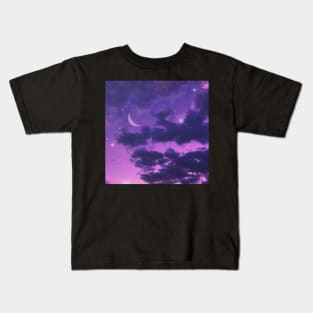 Crescent Moon On A Cloudy Day Kids T-Shirt